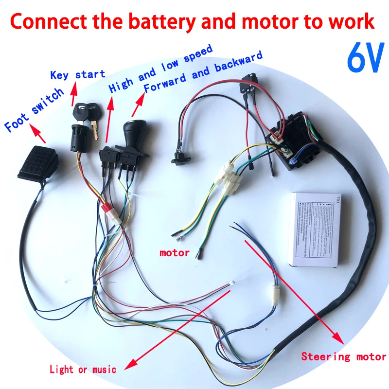 Bērnu elektriskie auto DIY modificētu vadi un slēdzis komplektu,ar 2.4 G Bluetooth remote control Self-made bērnu elektriskā automašīna 12V6V24V