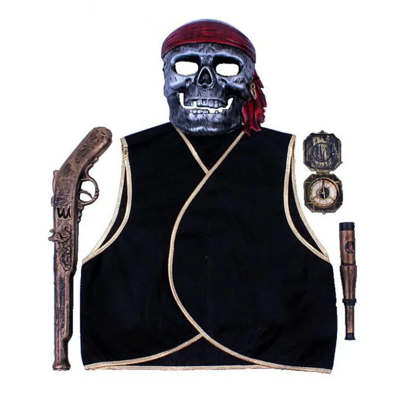 Bērnu Pirātu Maska Veste Nazi, Kompasu Karoga Cosplay Kostīmu Noteikt Darbības Aksesuārus Halloween Masku Grupa Krājumi