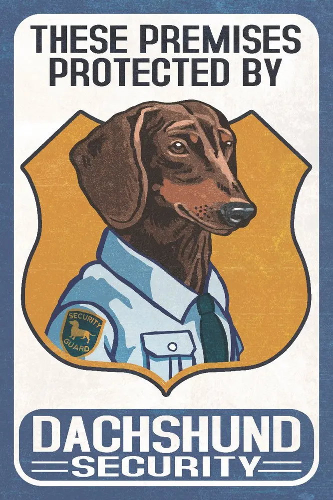 Dachshund Drošības - Suns Zīme (8x12 Giclee Drukas, Sienu Dekors Ceļojumu Plakāts)