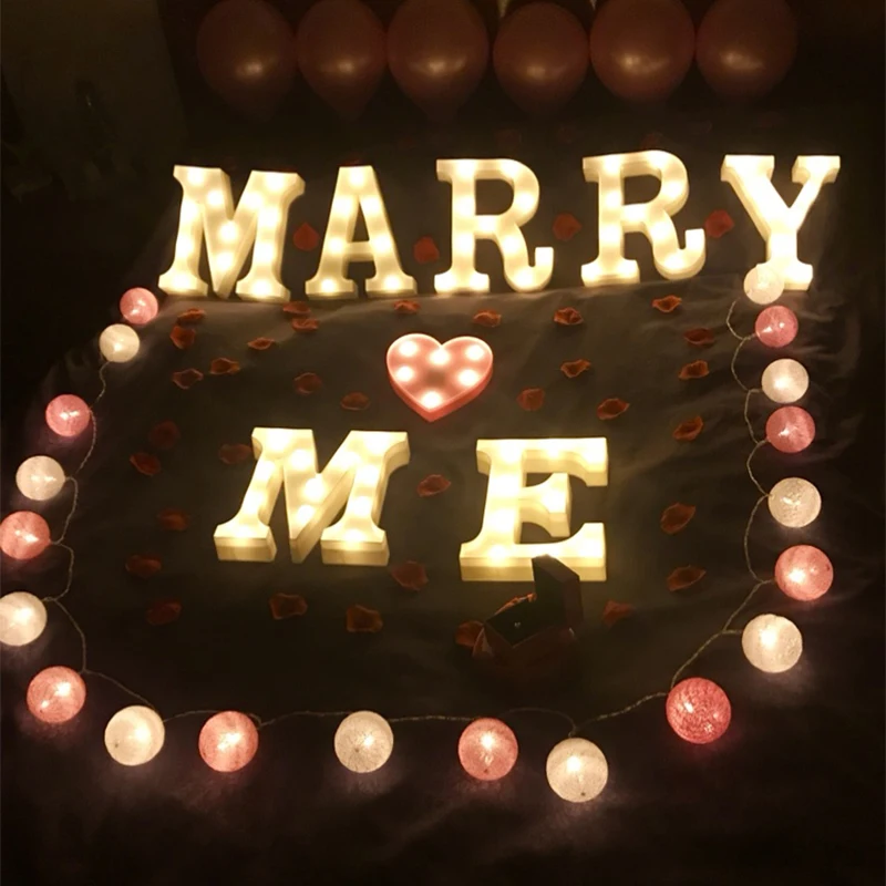 DIY Vēstuli, Simbols, Zīme, Sirds Apgaismojums Plastmasas LED Gaismas Kāzu Valentīna Dienā Apdare Laulības Personu Iesaistīšanos Apdare