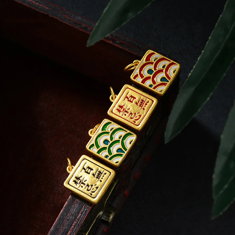 Dizainera oriģinālā Ķīnas klasiskā kultūra un seno likumu mantojuma unikālu seno zelta amatniecības ģeometriskā Kulons, Kaklarota