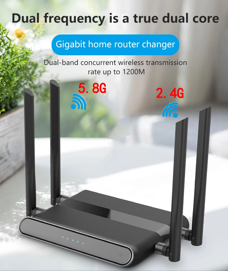 Dual-band wireless router 1200Mbps WIFI raidītājs Gigabit router 5port-10/100/1000M 1WAN+4LAN MT7621A 880HMZ 802.11 n/a/b/g/ac