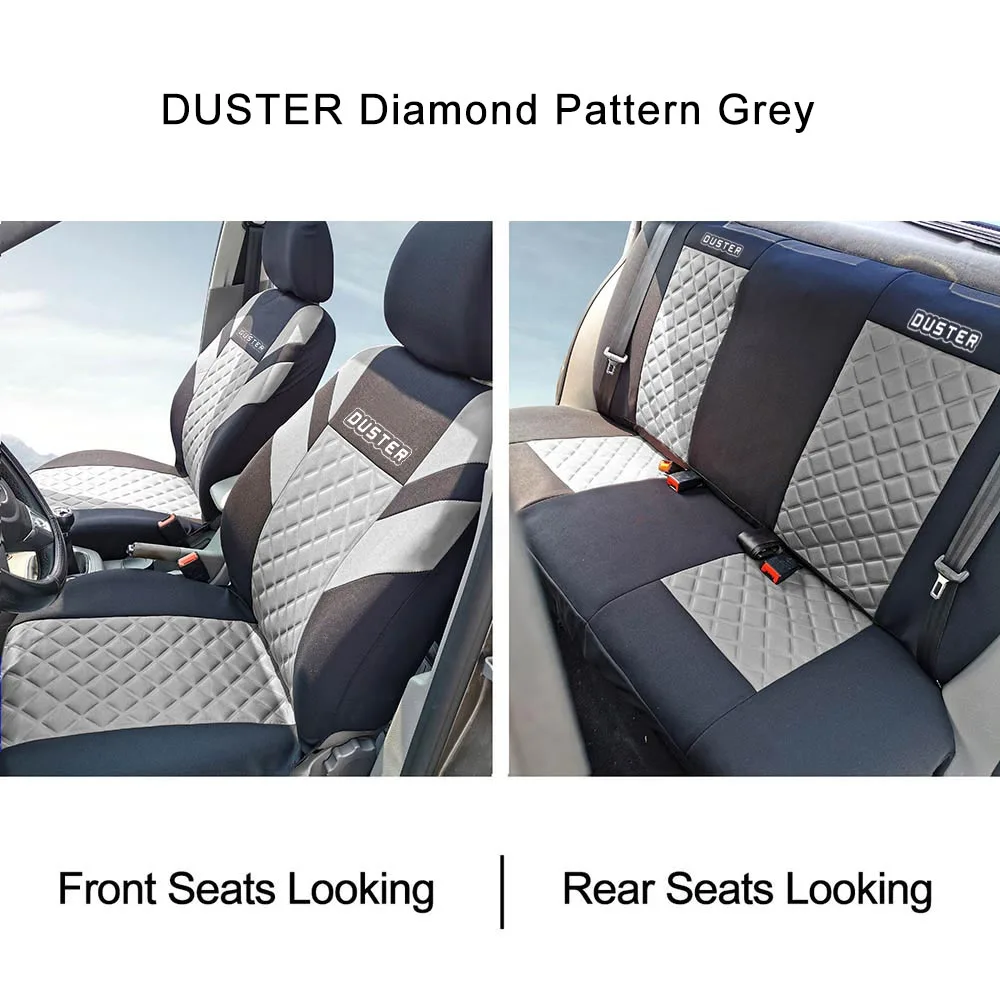 Duster Drukas Logo Dimanta Modelis Reljefs Pilns Komplekts un 2 Priekšējo Sēdekļu Interjera Aksesuāri Universal Car Seat Cover