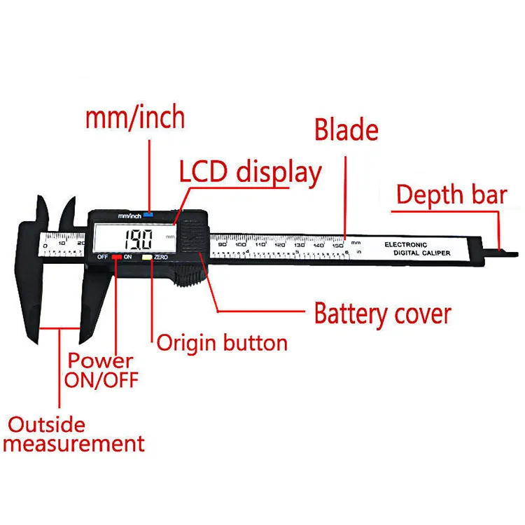 Elektronisko LCD Digitālo Mērīšanas Līdzekli Nerūsējošā Tērauda Digitālo Suportu 0-150mm Vernier Suportu Platums Mikrometru Mērīšanas Rīks