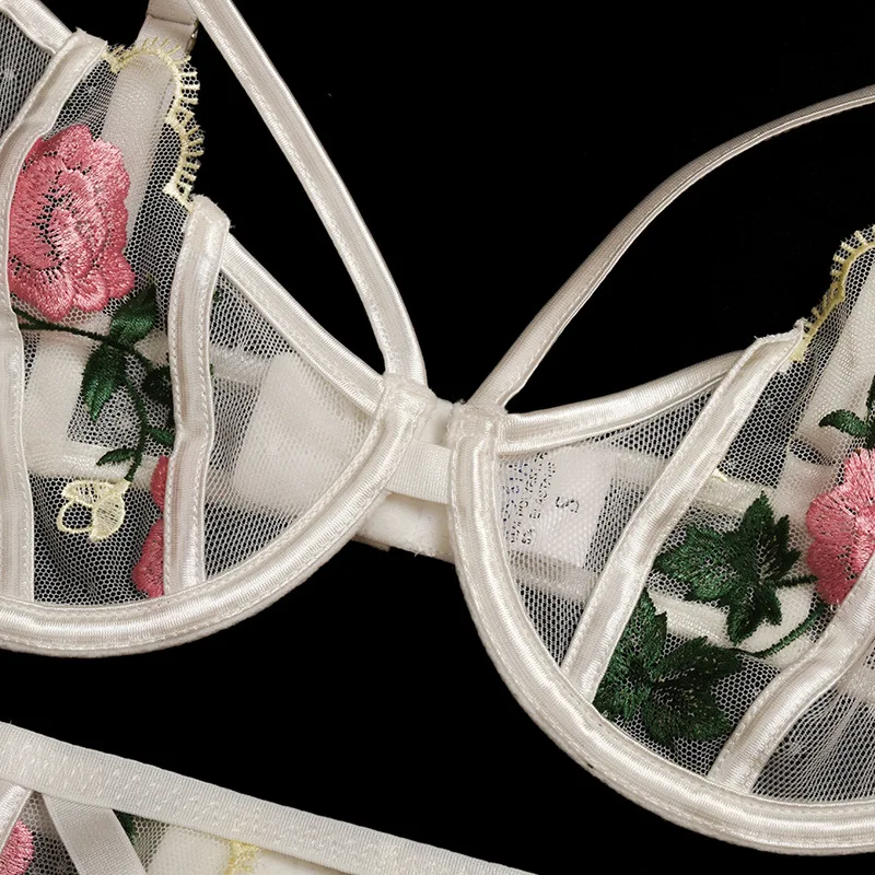 Ellolace Lingeie Sieviešu Apakšveļas Ziedu Izšuvumu Pārredzamu Bralette Apakšveļas Komplekts Seksīga Sieviešu Apakšveļa Sievietēm Bra Komplekts