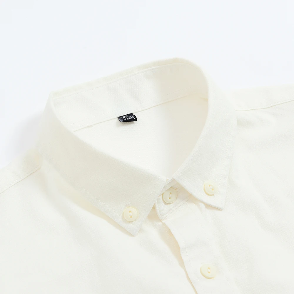 Gadījuma Kokvilnas Oxford Krekls Mens Piena Balta, Pieguļoša Modes Dizaina Garām Piedurknēm Elpojošs