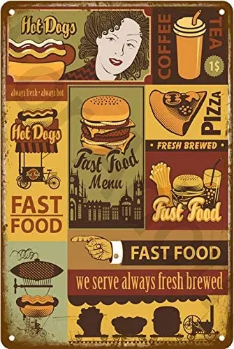 Hamburger Vintage Stila Metāla zīmju Dzelzs Krāsošana Iekštelpu un Āra Mājās Bārs Kafiju Virtuves Sienas Dekori 8 X 12 Collas
