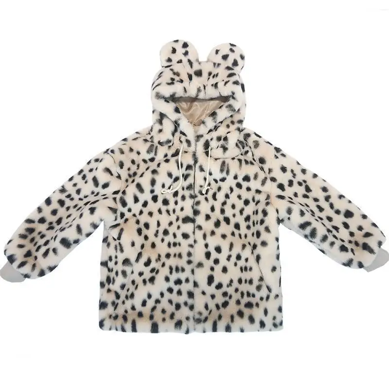 Hstar Jaunas Ziemas Sievietes Mākslīgās Kažokādas Mētelis Leopards Drukāt Plīša Kapuci Jaka Modes Salda, Mīksta, Bieza, Silta Outwear Streetwear 2020