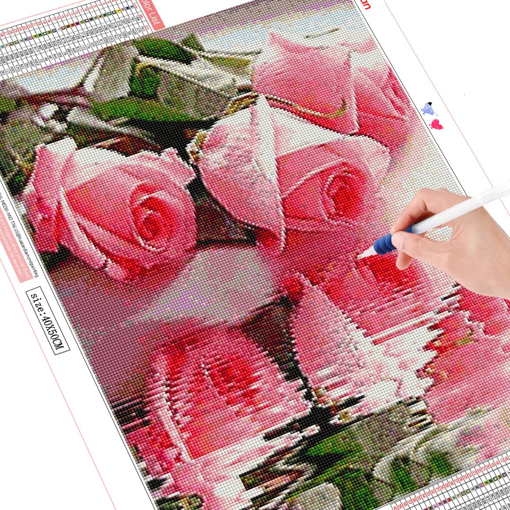 HUACAN 5D DIY Dimanta Krāsošana Dimanta Ziedu Izšuvumi Rozes Pilnībā Urbt Laukumā Priekšstatu Par Rhinestone Dimanta Mozaīkas Ziedi