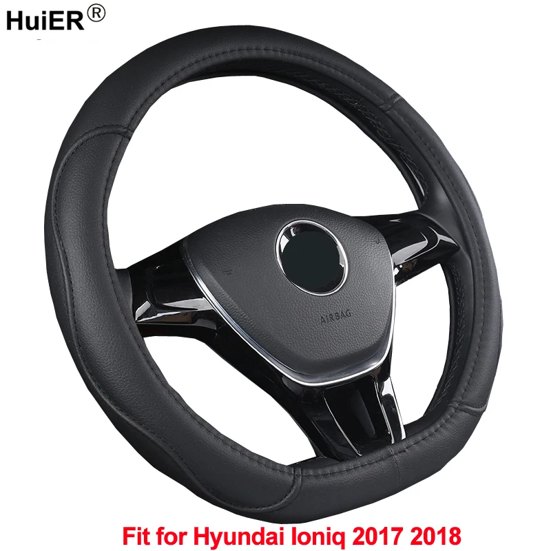 HuiER Auto Stūres Rats Aptver D Formas Hyundai Ioniq 2017 2018 Nodilumu izturīga PU Ādas Car Styling Automobiļu Aizsargs