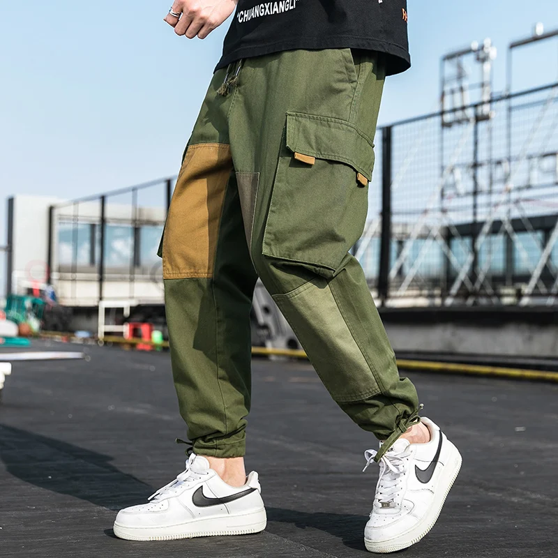 IiDossan Kokvilnas Lupatu Kravas Bikses Vīriešu 2020. Gadam Streetwear Joggers Vīriešu Bikses Hip Hop Bikses Multi-kabatas Pleds (Dungriņi) Jaunas