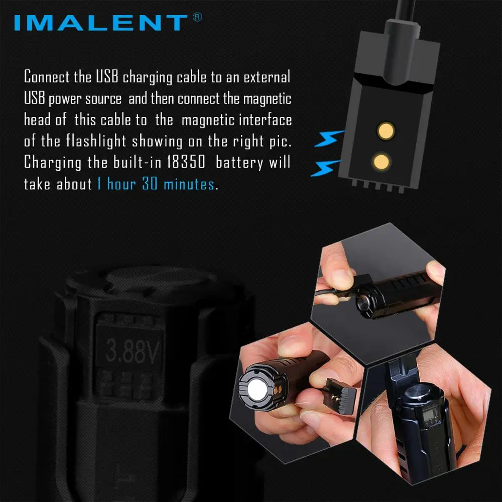 IMALENT LD70 Spēcīgu kabatas Lukturīti LED Uzlādējams 4000 Lūmeniem Āra CREE XHP70.2 Handlight Ūdensizturīgs Pārnēsājamas Laternas