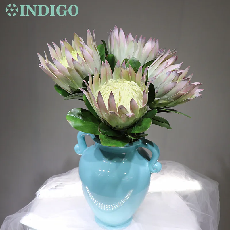 INDIGO -Rozā Protea cynaroides Liela Izmēra Nekustamā Touch Mākslīgo Ziedu Kāzu Ziedu Puses Ziņā Dropshipping