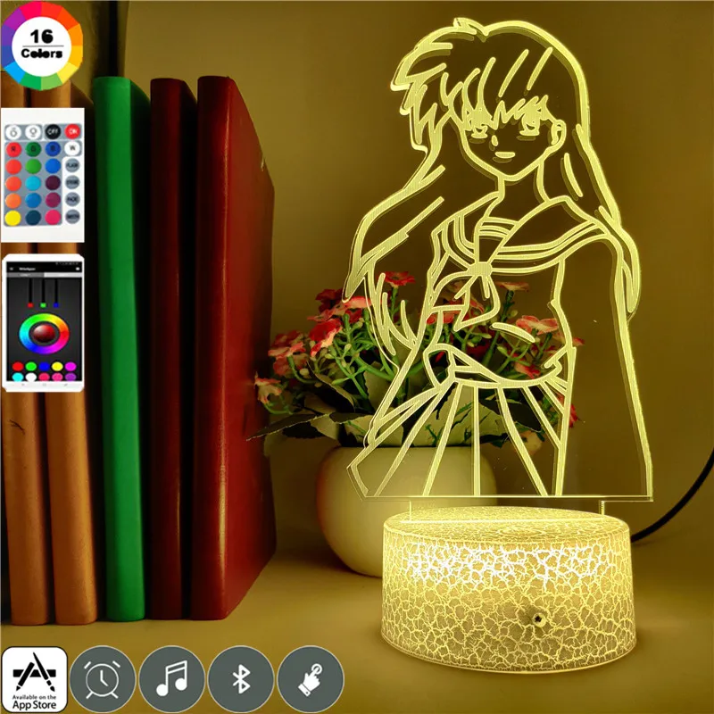 Inuyasha Higurashi Kagome Anime gaismas 3d Led Nakts Gaismas Animāciju Faniem, Draugiem Pārsteigumu Klāt Bluetooth Skaļruni, Galda Lampa