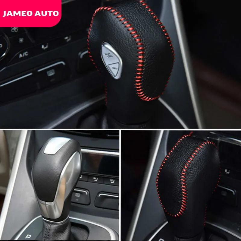 Jameo Auto Ādas AT MT Auto Shift Knob Aizsardzības Vāciņu Auto Pārnesumu Pārslēgšanas Apmales Ford Fiesta MK7 Sedans, Hečbeks 2012-2019