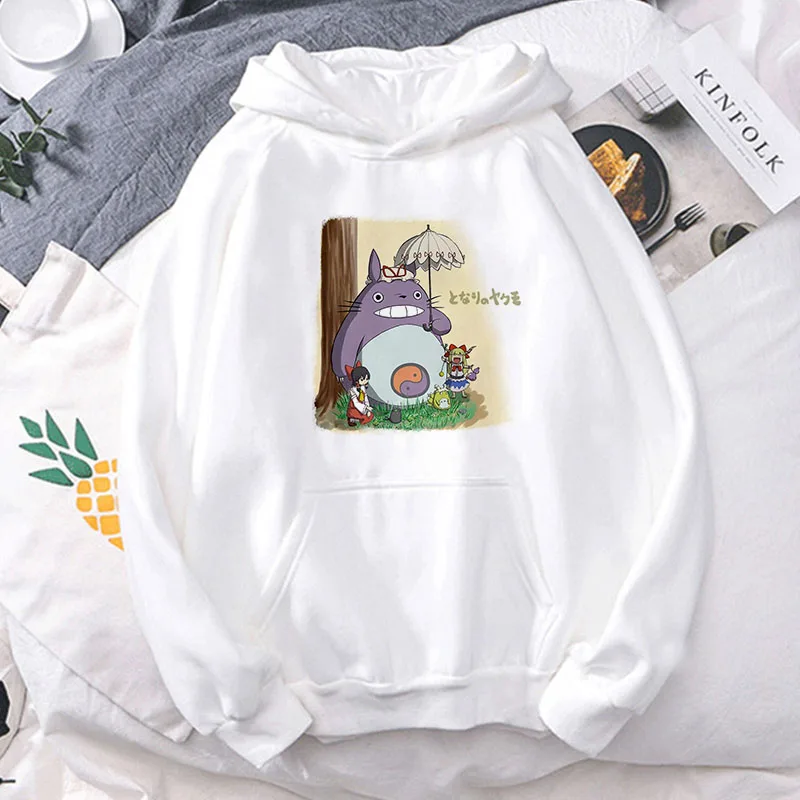 Jaunu Totoro Studio Ghibli Cute Anime Multfilmu Hoodies Sieviešu Harajuku Kawaii Grafiskais sporta Krekls pulovers Ziemas Siltā Hoody Sieviete