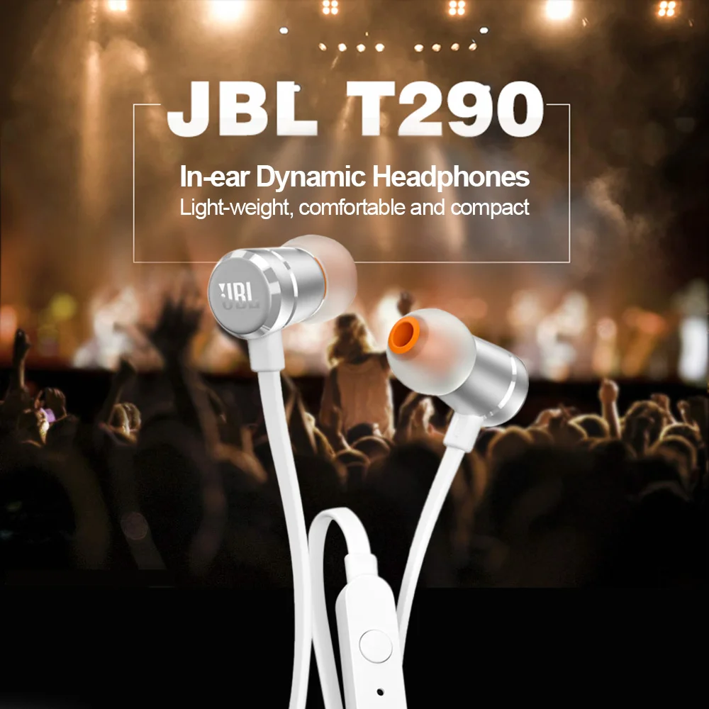 JBL MELODIJA 290 Vadu Stereo Austiņas Sporta Pure Bass Austiņas T290 1-Pogu Tālvadības Earbuds brīvroku Zvanu ar Mic Viedtālruņiem