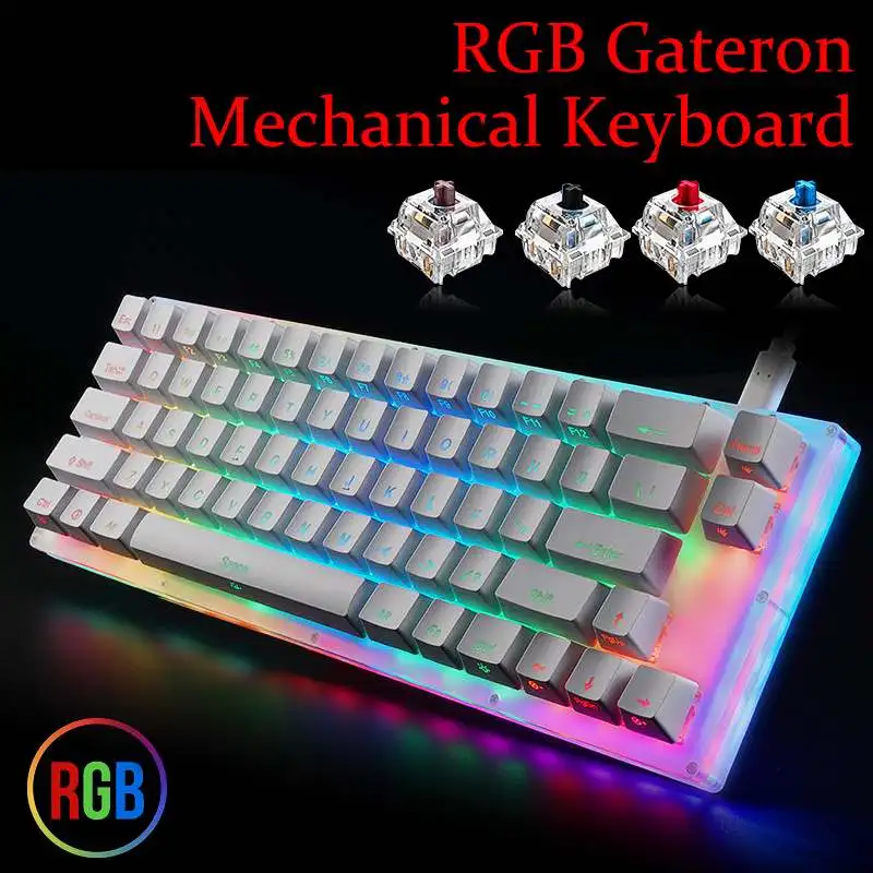 K66 Mechanical Gaming Keyboard Tyce-C Vadu RGB Backlit Gateron Slēdzi, Mehānisku Tastatūru Kristālisko pamatu PC Klēpjdators