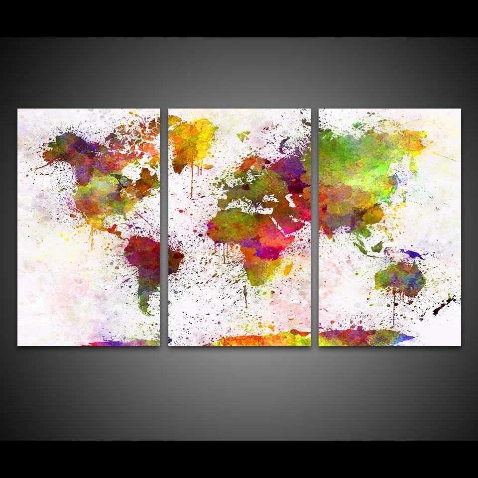 Kanvas Glezna 3 Gabals Pasaules Kartes Attēlu Audekla Sienas Māksla Karkasa Mūsdienu Plakāti un Izdrukas Sienas, Attēlus Dzīvojamā Istaba Guļamistaba