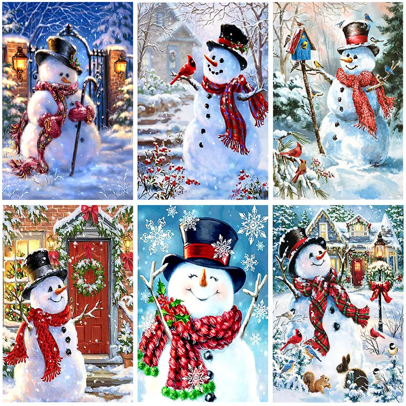 Karikatūra Sniegavīrs Dimanta Glezniecības Pilnībā SquareRound Ziemassvētku dāvanu Jauns DIY Uzlīmēšanu Urbt Krusta Dimanta Izšuvumi 5D DIY