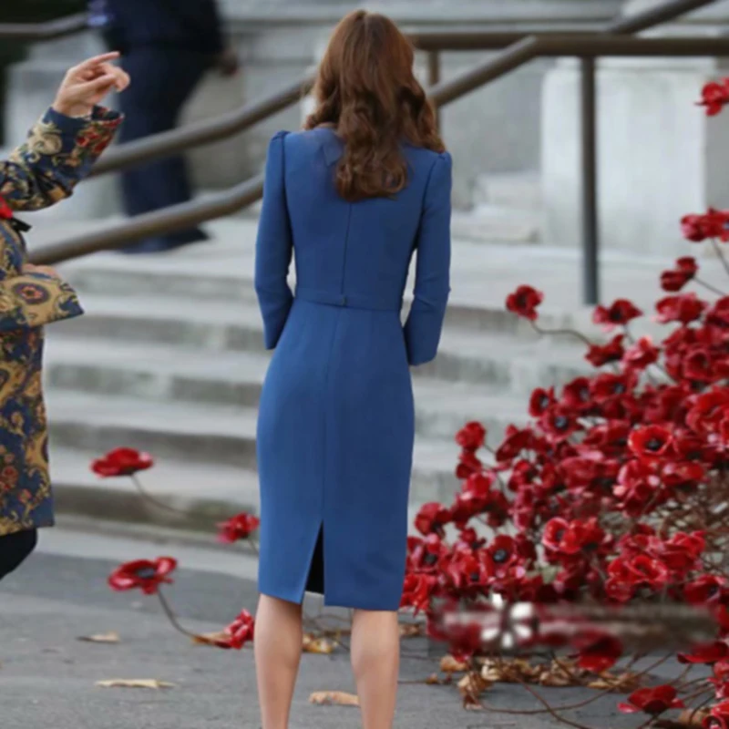 Kate Middleton Gentlewoman Augstas Kvalitātes 2020. Gada Pavasara Modes Jaunu Sieviešu Puses Gadījuma darba Vietā Vintage Elegants Šiks Zīmulis Kleita