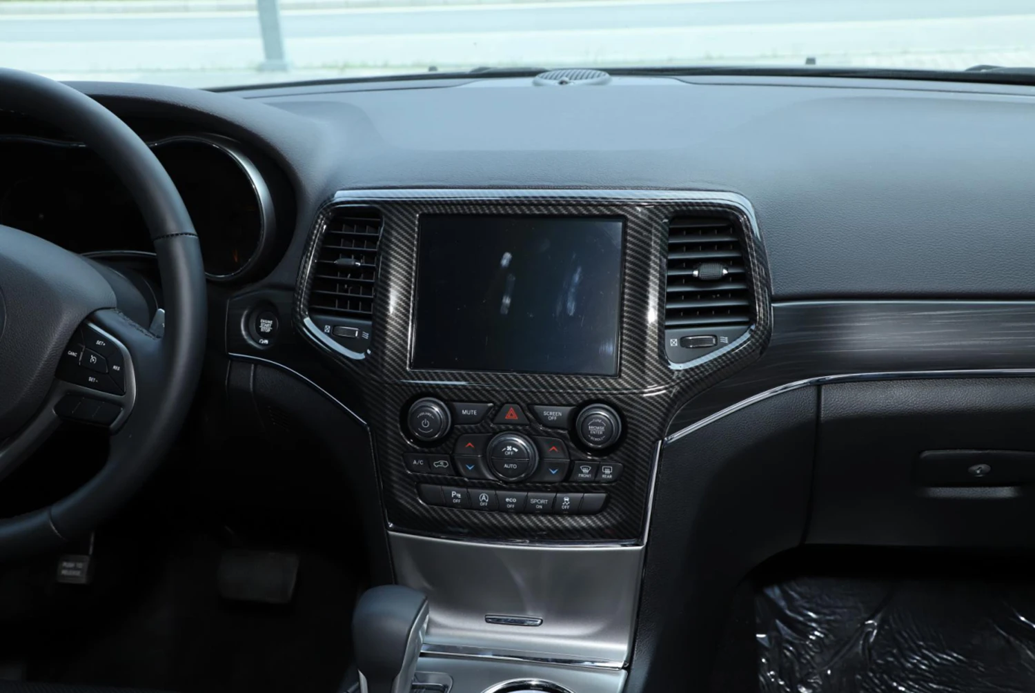 Konsoles GPS Navigācijas Paneļa Apdare Vāka Uzlīme Jeep Grand Cherokee 2019 2020 2021 Auto Piederumi ABS Oglekļa Šķiedras