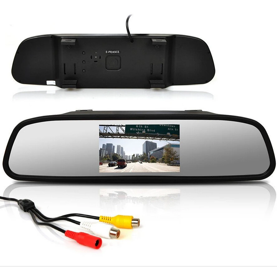 Koorinwoo Auto Monitors Spogulis Ar atpakaļskata kameru 180 Platleņķa Metāla Melns 2 Video Ieejas 12V Atpakaļgaitā Neredzīgo Sporta Drošu Cam