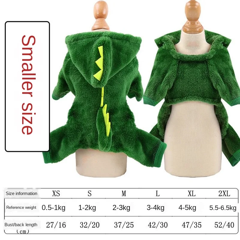 Koraļļu Samta Suņu Apģērbu Jumpsuits Suņu Apģērbu Pet Dinosaur Tērpiem Gudrs Ziemas Jorki Biezāka zaļā Meitene Ropa Para Perro