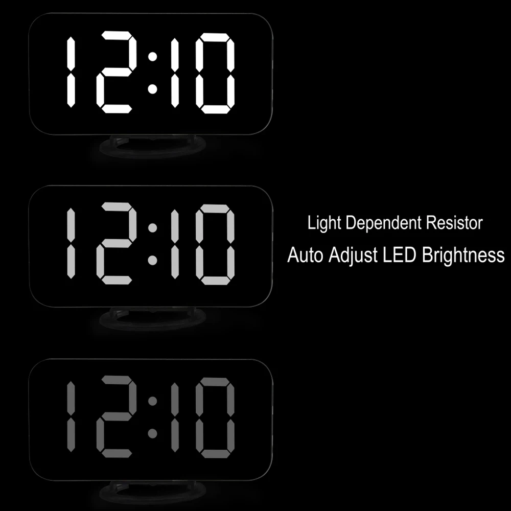 LED Digitālais Modinātājs Atlikšanas LED ekrānu Laiks Nakti, Galda, Galda, 2 USB Lādētāja pieslēgvietas Android/IOS Tālrunis Signalizācija Spoguļu Pulkstenis