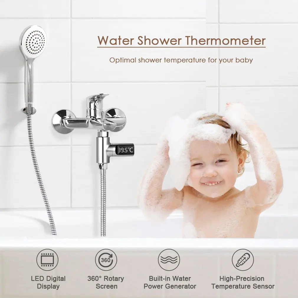 LED Displejs Ūdens Dušas Termometrs Self-Elektroenerģijas, Ūdens Temperatūras Uzraudzīt Enerģijas Smart Meter termometrs