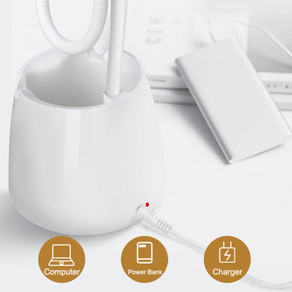 LED Galda Lampa Touch Kontroli 3 Režīmi Aptumšojami Acu Aprūpes LED Galda Lampa, USB Uzlādējams Ar Pildspalvu Turētājs Tālruņa Turētājs