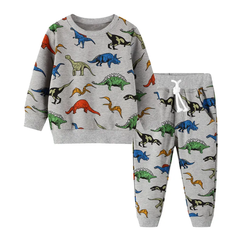 Lekt Metru Jaunas Ielidošanas Bērniem Dinozauri Apģērbu Komplekti, no Kokvilnas Bērniem Zēni Meitenes Dzīvniekiem Tērpiem Rudens Ziemas Baby 2 Gab.