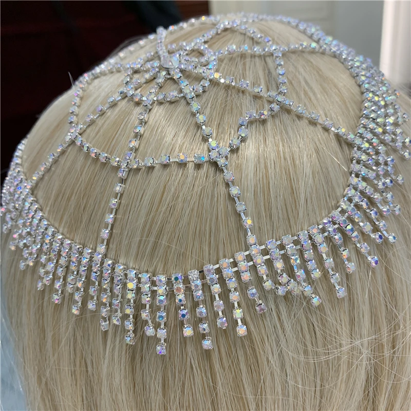 Lielas apaļas dobas pušķis rhinestone kristāla modes luksusa galvassegu matu aksesuārs līgavu, kāzu rotas, matu piederumu dāvanu