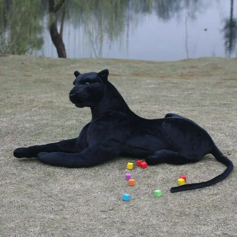 Liels Uncia Pardus Fusca Mīksto Rotaļlietu Black Panther Plīša Pildījumu Leopard Mīkstās Rotaļlietas