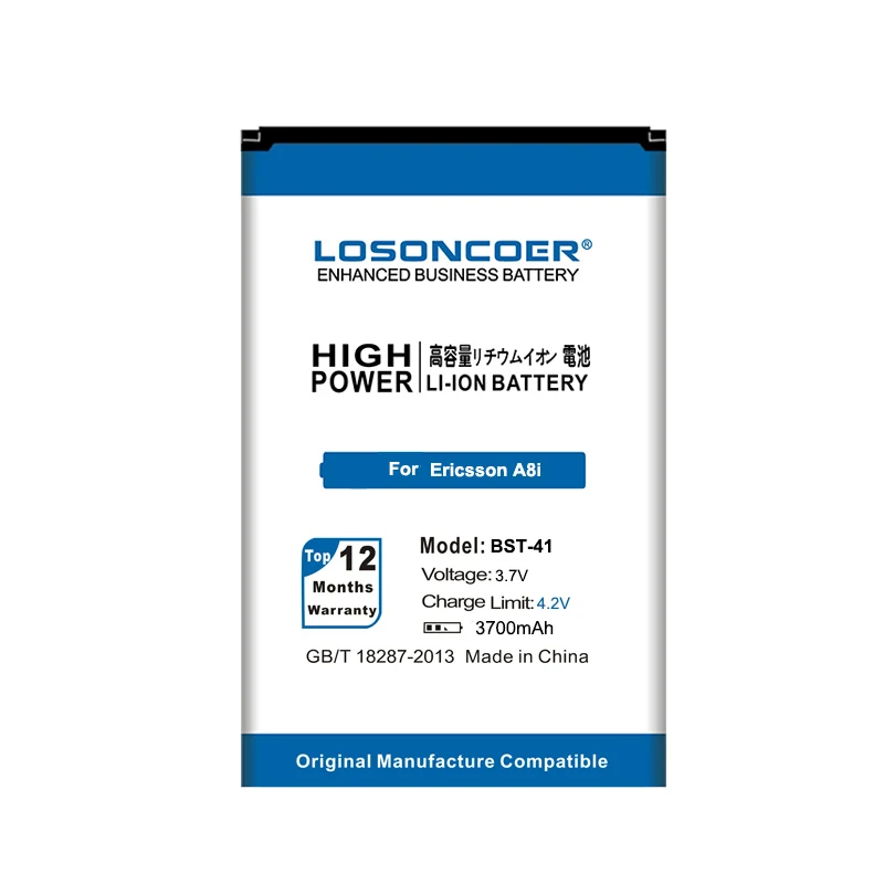 LOSONCOER 3700mAh BST-41 Mobilā Tālruņa Akumulators Sony Ericsson Xperia PLAY R800 R800i A8i M1i X1 X2 X2i X10 X10i / Spēlēt Z1i