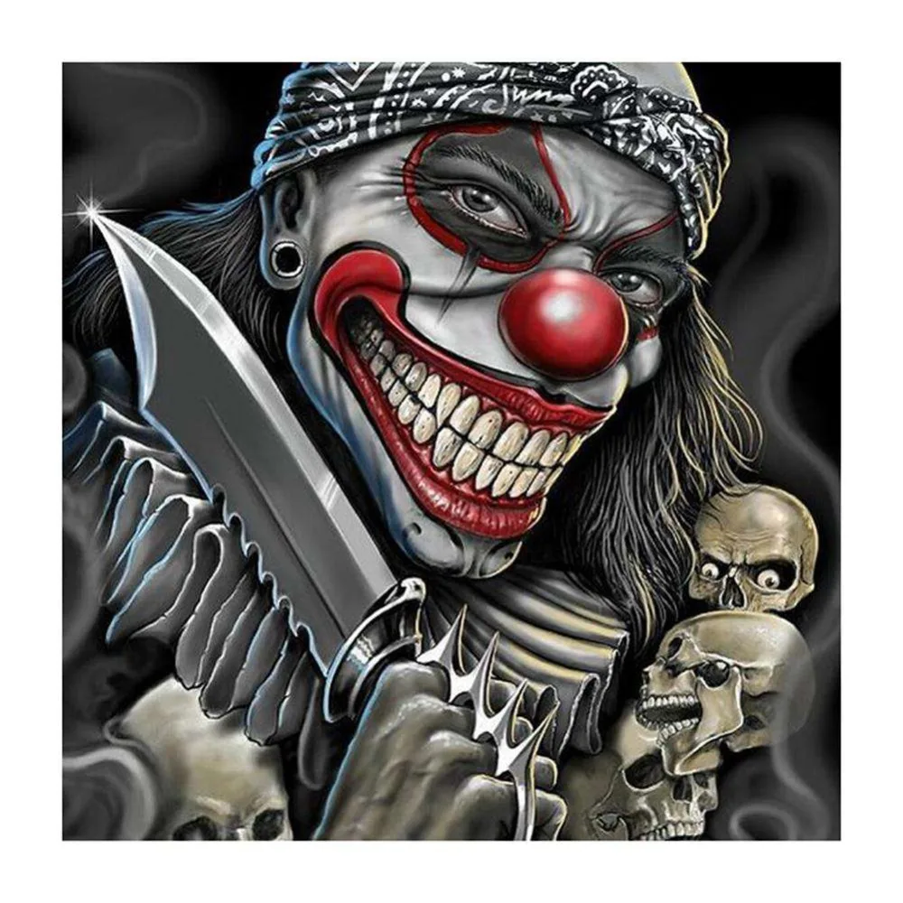 LZAIQIZG Dimanta Izšuvumi killer Clown 5D DIY Dimanta Krāsošana Pilnu Kvadrātveida Dimanta Mozaīku Bildes No Rhinestones Mājas Dekoru