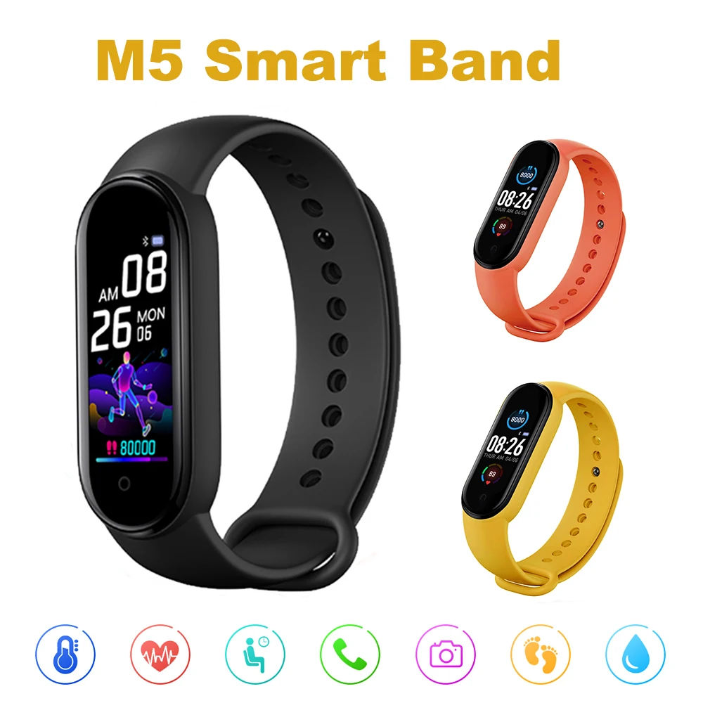 M5 Smarth skatīties Sports Fitness Tracker Pedometrs sirdsdarbība, Asins Spiediena Monitoru, Bluetooth M5 Band Smart Aproce Vīrieši Sievietes