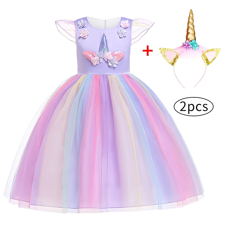Meitene Vienradzis Princese Kleita Komplekts Meitenēm Dzimšanas Dienā, Kāzu Tērpi Bērniem, Mežģīnes Tutu Apģērbs Bērniem Fantāziju Tērpu Vestidos