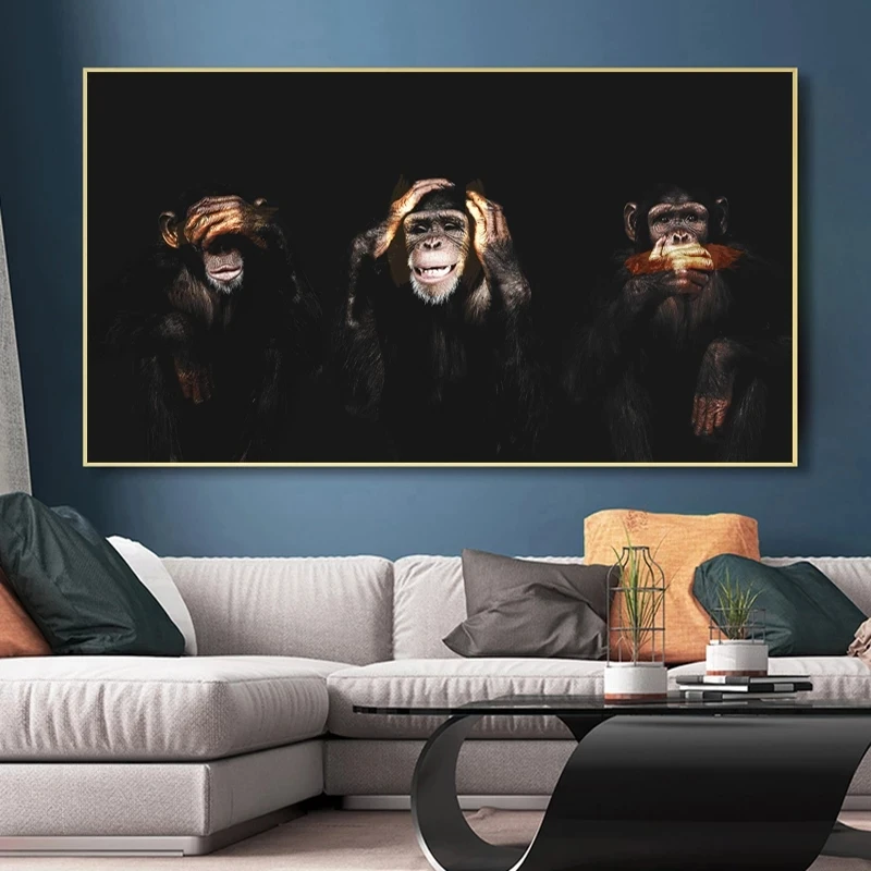 Melns Mērkaķis Gorilla Bildes Dzīvnieku Mākslas Izdrukas, Plakāti, Eļļas Glezna uz Audekla Sienas, Attēlus Dzīvojamā Istaba Mājas Cuadros Dekori