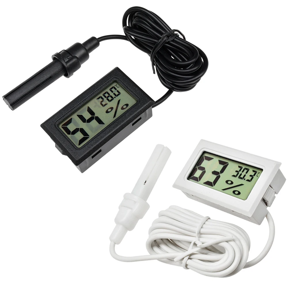 Mini Digitālo LCD Displeju Termometru, Higrometru, Mitruma, Temperatūras Mērītājs Testeri Iekštelpu Profesionālās Balts Melns Zonde Mājas