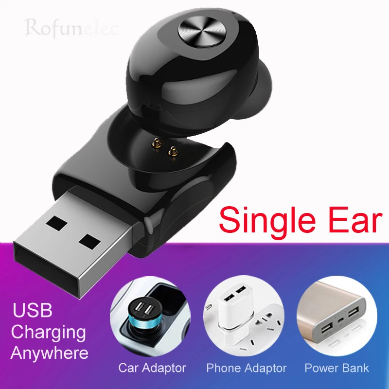 Mini Vienā Ausī Earbuds Mono Bluetooth Austiņas Ausī Tālruņa USB Uzlādes Bezvadu Galvas Telefoni Ar Mic pie auss liekamā daļa Autovadītāju