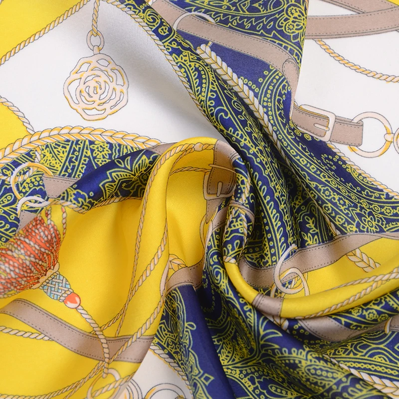 Modes Dzeltena Kerchief Matu Šalle Sievietēm Drukāt Zīda Satīna Vadītājs Šallēm 53*53cm Kvadrātveida Galvu Mazo Šalles Dāmām 2019