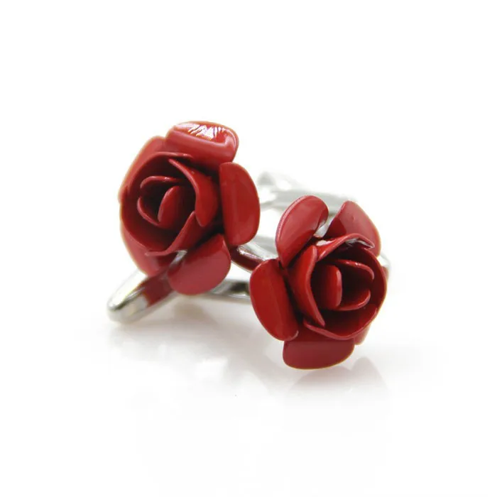Modes Sarkanu Rožu aproču pogas Augstas Kvalitātes Krekli Cufflink Jaunums aproču pogas Valentīna Dienas Dāvanas Luksusa Rotaslietas