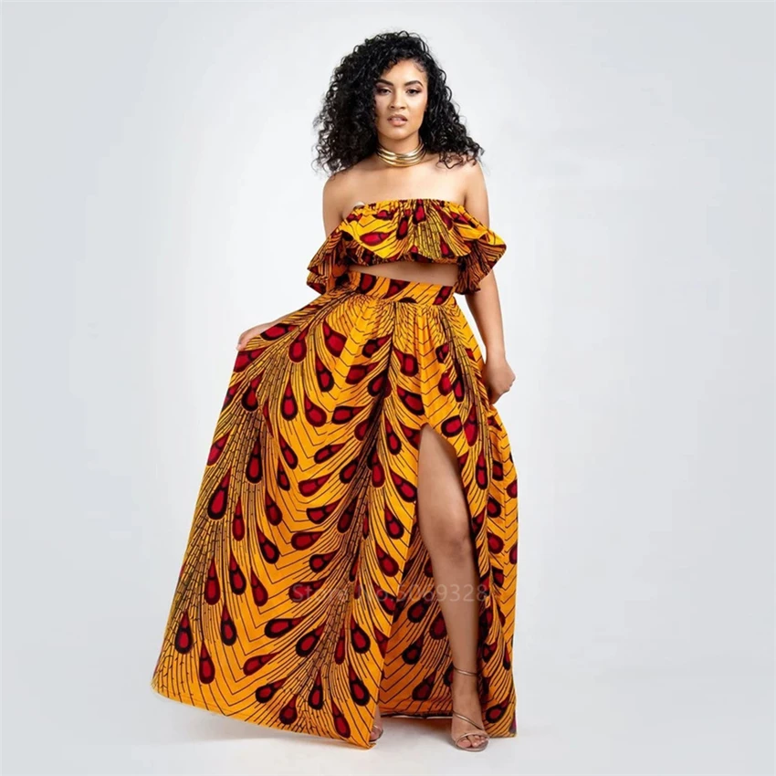 Modes Āfrikas Drēbes Sievietēm Dashiki Drukāt Maxi Kleitas Plecu Pie Africaine Bazin Elastīgs Dāmas Svārki Puse Vestidos