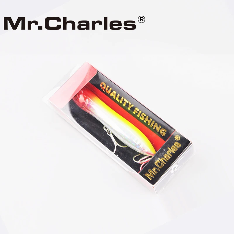 Mr. Charles CMC025A Zvejas Lures 80mm 9g Top Ūdens Peldošas Popers Zvejas Vilinājums 3D Acis Kvalitātes Profesionālu makšķeres