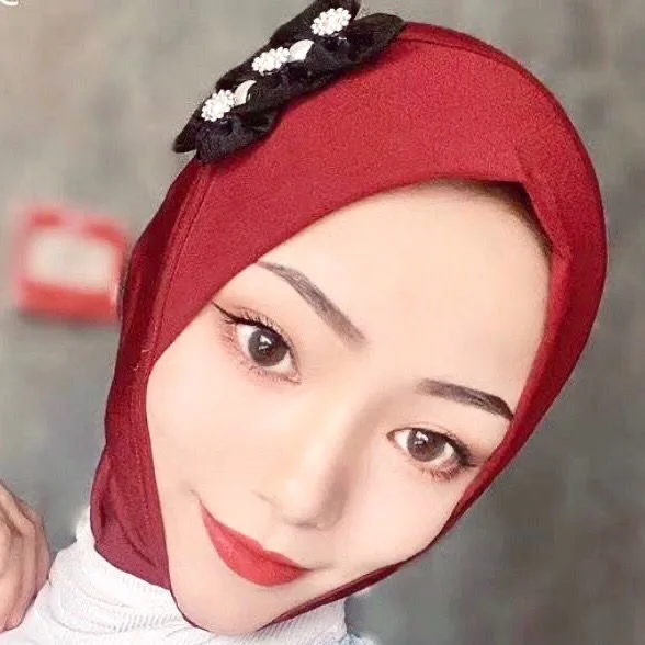 Musulmaņu meitenes modes vienkāršu galvas vāka appliques ziedi hijabs
