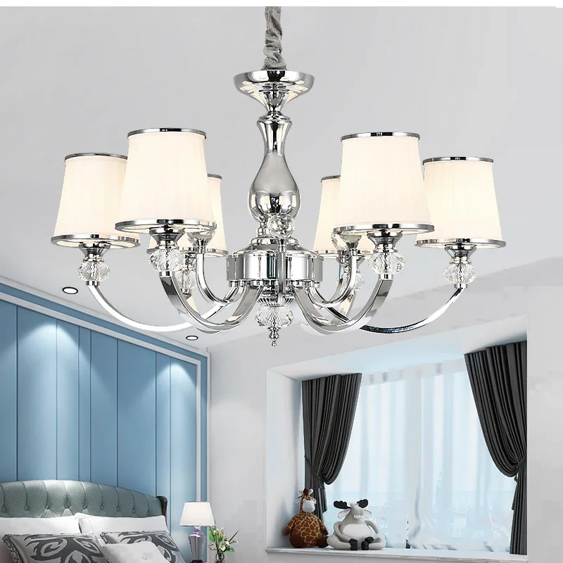Mūsdienu LED Lustras Guļamistabai Apgaismes Ķermeņi Luksusa spīdumu chrome Silver Lustras, Lai Dzīvojamā Istaba Stikla lampa ēdināšana
