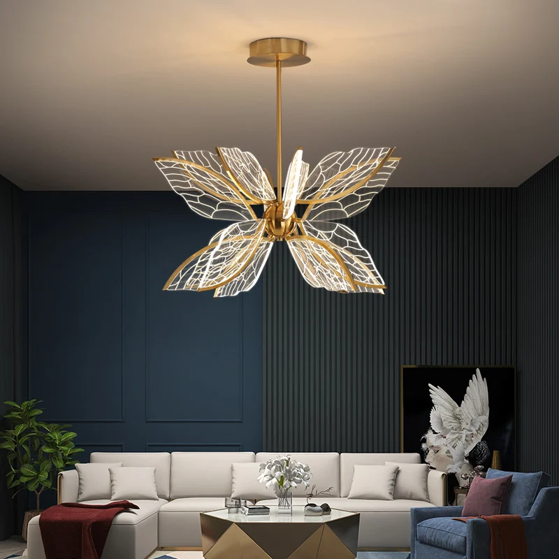 Mūsdienu Tauriņš Dzīvojamā Istaba LED Pendant Lampas Ziemeļvalstu Vienkārša Guļamistaba, Virtuve Radošo Zelta Caurspīdīga Akrila Ārējie Lustra