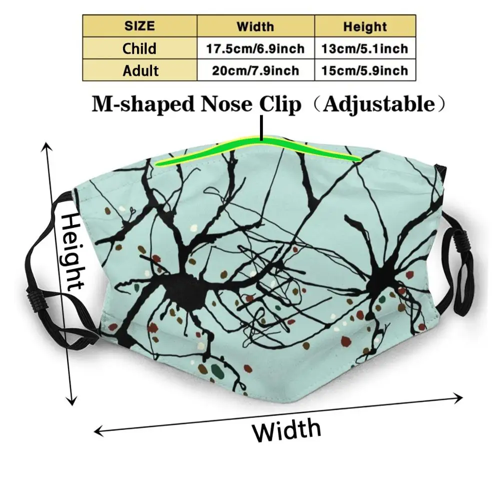 Neironi Anti Putekļu Sejas Maska Mazgājams Filtrs ReusableNeuron Neirozinātnes Neironiem Neirologs Zinātnes Smadzenes