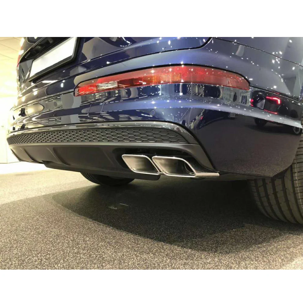 Nerūsējošā Tērauda Izplūdes Muffler Padomi par Audi Q7 2016 - 2019 Četriem Kvadrātveida Padomus Melna / Sudraba Muffler Astes Nav SQ7 Viens Pāris